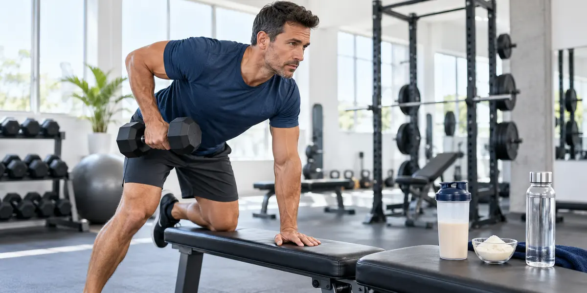 Suplementos para deportistas: cuáles funcionan según la evidencia Deportista entrenando con suplementos deportivos